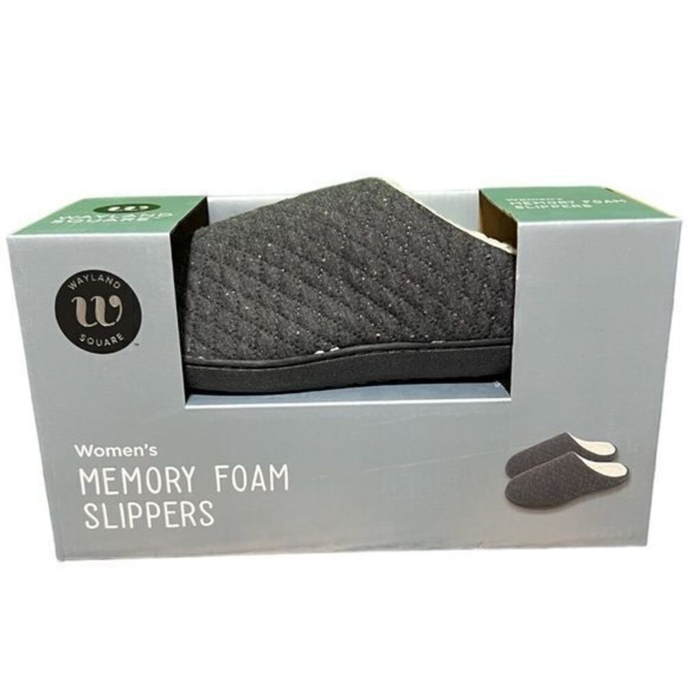 NWT Wayland Square Women's Memory Foam Indoor Slippers Gray Large (10-11)‎